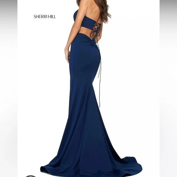 NWT Sherri Hill Elegant Open Back gown In Lilac Size 10 ( Style 53877 ) - Picture 2 of 10